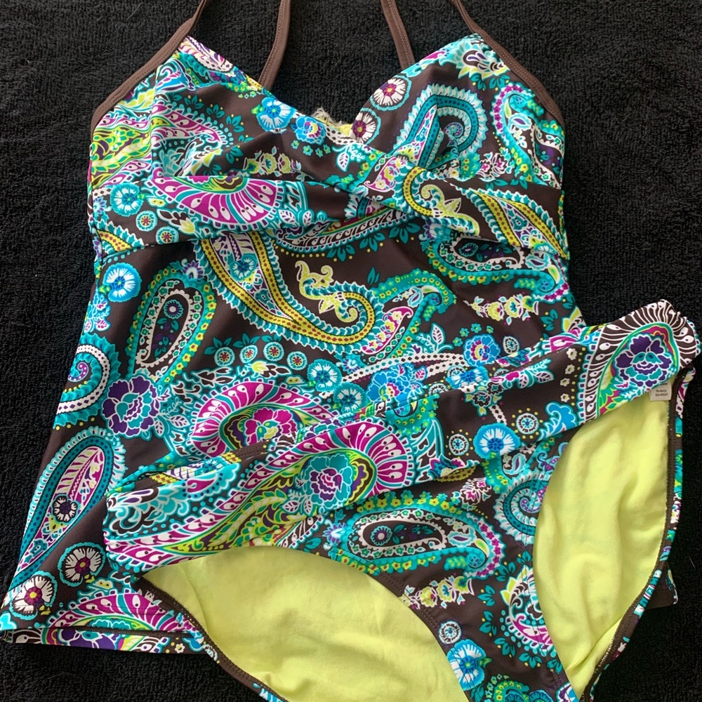 Athleta 34B/32C Tankini Top, Medium Swim Bottoms